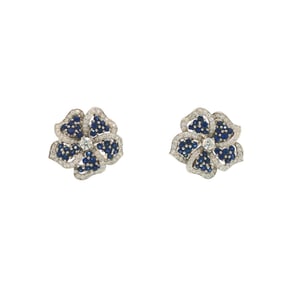 TIFFANY & CO. PLATINUM SAPPHIRE AND DIAMOND FLOWER EARRINGS