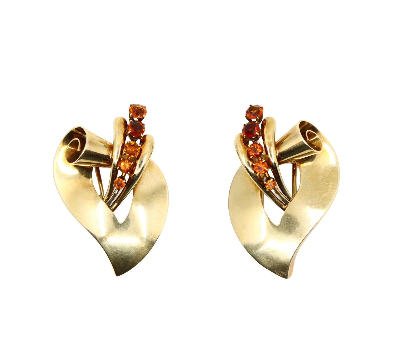 RETRO TIFFANY & CO. 14K GOLD CITRINE DOUBLE CLIPS (1 of 14)