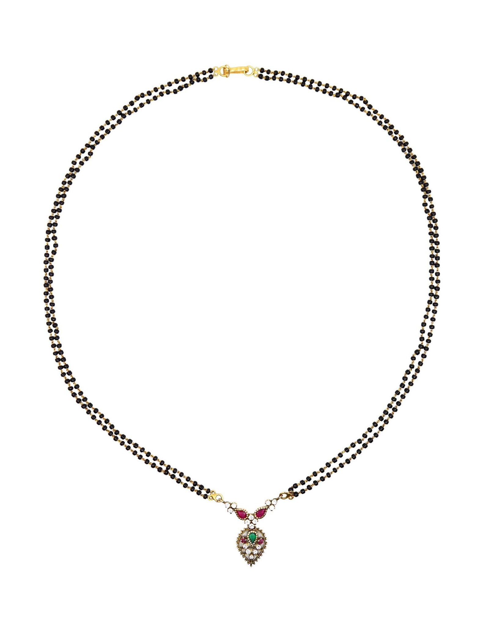 18K GOLD EMERALD RUBY AND DIAMOND ONYX BEAD NECKLACE (1 of 10)