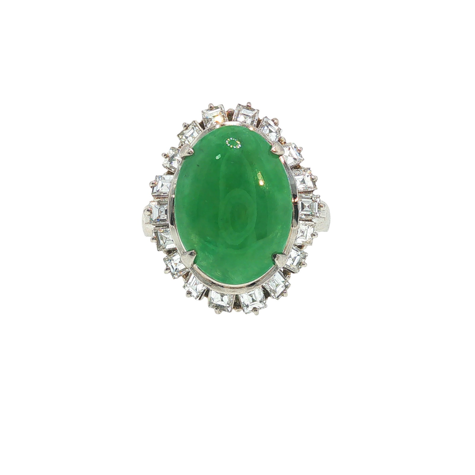GIA CERTIFIED PLATINUM JADEITE AND DIAMOND RING (1 of 6)