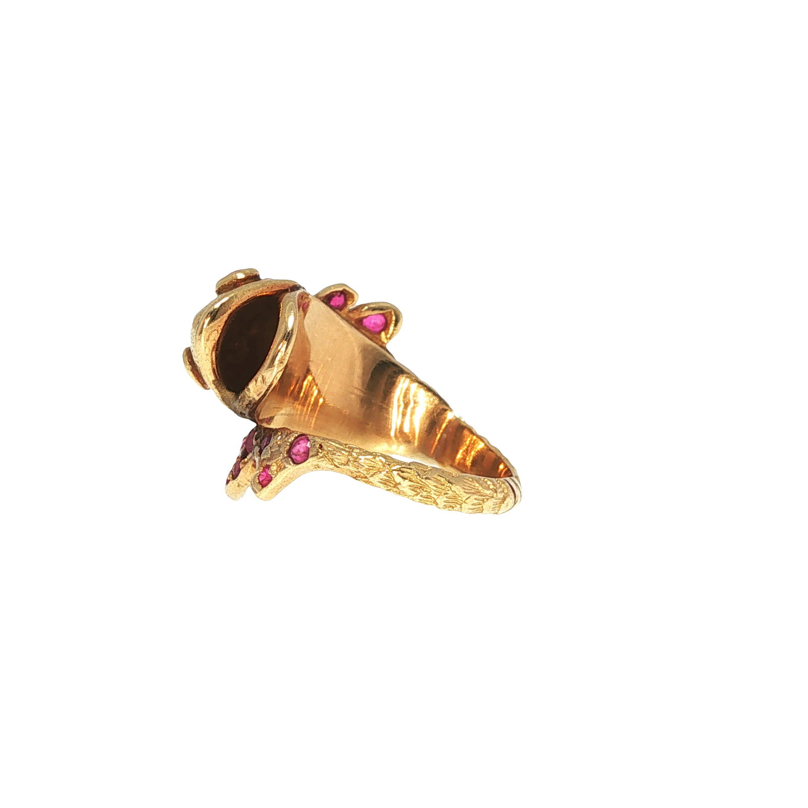 14K GOLD RUBY AND DIAMOND FISH RING - 4