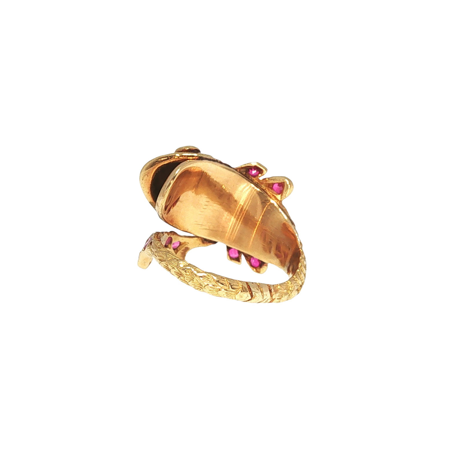 14K GOLD RUBY AND DIAMOND FISH RING - 5