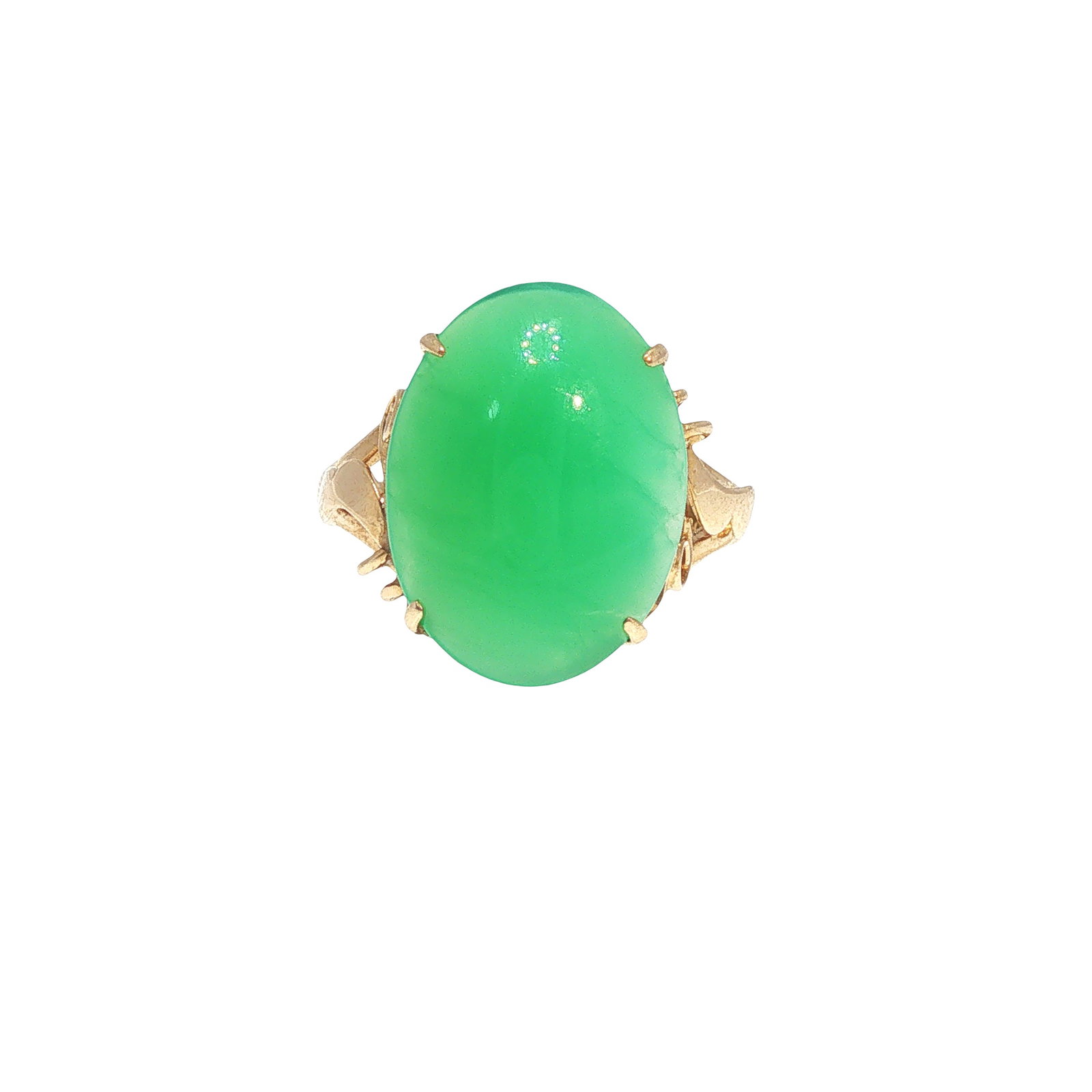 A 14K GOLD JADEITE CABOCHON RING (1 of 6)
