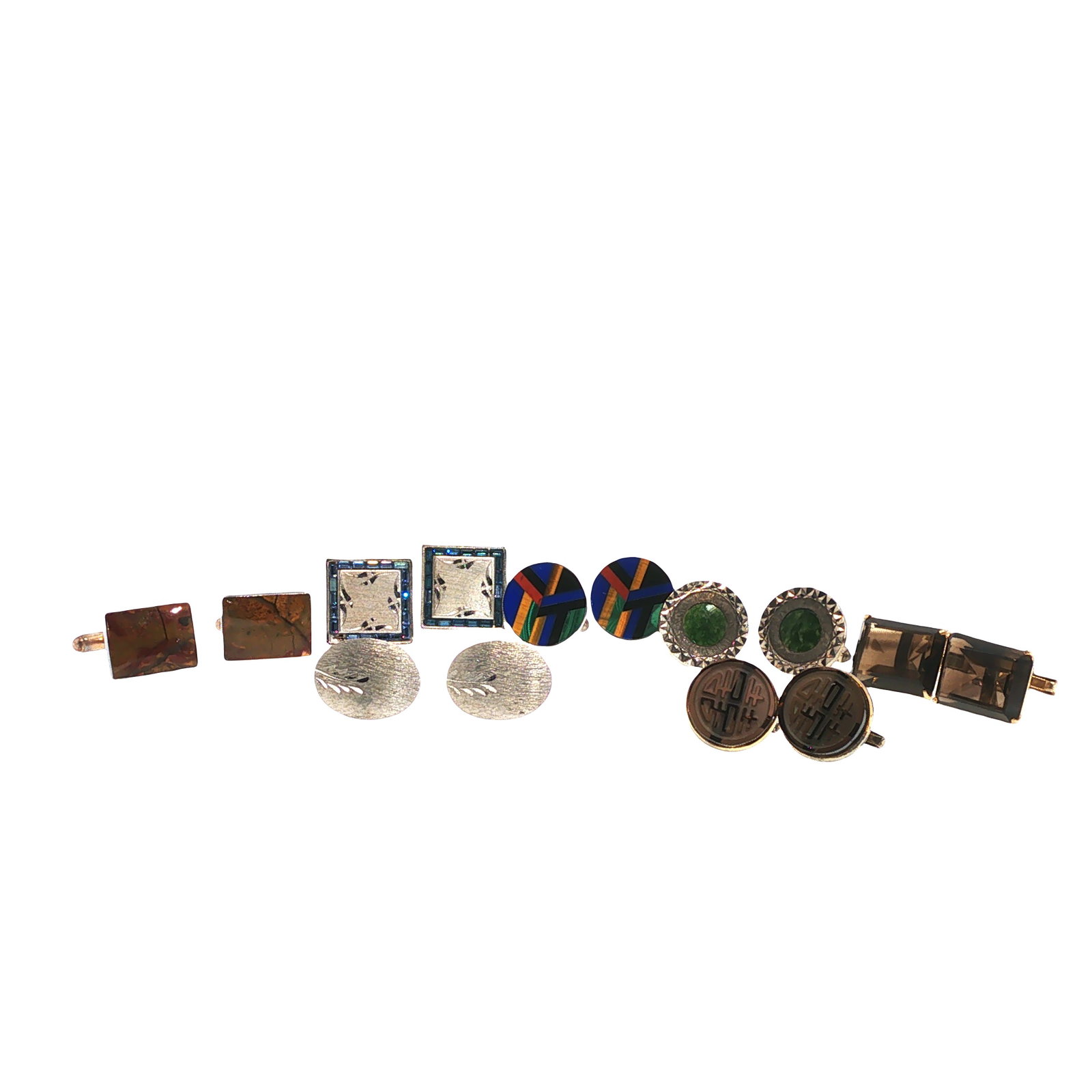 A GROUP OF SEVEN PAIRS OF STERLING SILVER CUFFLINKS (1 of 15)