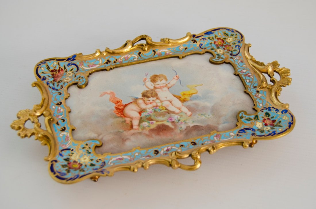 Gilt Bronze, Champleve & Porcelain sevres  Card Holder (1 of 2)