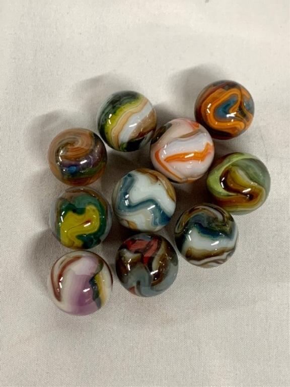 10 Assorted Marbles: 10 Assorted Marbles See Photo's For A Better Idea Of Description And Condition