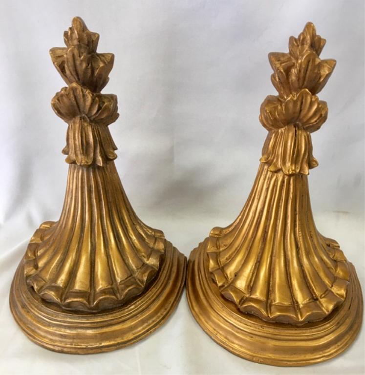 Pair of Decorator Wall Sconces: Pair Of Decorator Wall Sconces Gold Aprox Size 7 1/4" W X 10" T X 5 1/4" Deep See Photo's For A Better Idea Of Description And Condition