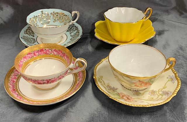 4 Cups And Saucers - Limoges - Royal Stuart Etc.: 4 Cups And Saucers - Limoges - Royal Stuart Etc.