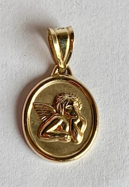 14k Angel Charm .7g: 14k Charm. Angel on front, "My Guardian Angel Protect Me" on reverse. .7g Photos are considered part of the description and condition.