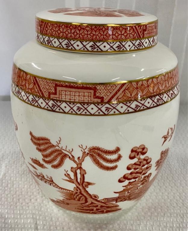 Royal Doulton "Real Old Willow" Ginger Jar: Royal Doulton Booths "Real Old Willow" Ginger Jar. TC 1126 1981 Red/Rust Color.