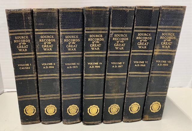 Source Records of the Great War - 7 Volumes.: Source Records of the Great War - 7 Volumes. American Legion. Former Family Books given to Captain John Gill for Service. Copyright 1931 - American Legion.