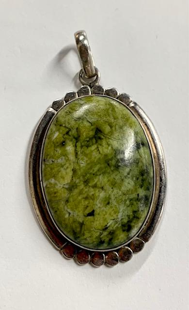 Sterling & Jasper Pendant: Sterling & Jasper Pendant. 925 Photo's are considered part of the description and condition. 805-2