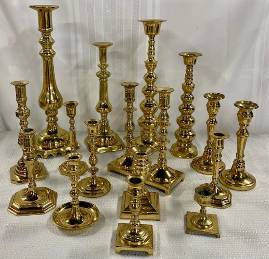 Collection of 17 Brass Candlesticks (1 of 7)