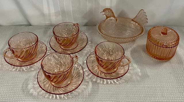 10 Pcs. Pink Depression Type Glass (1 of 10)