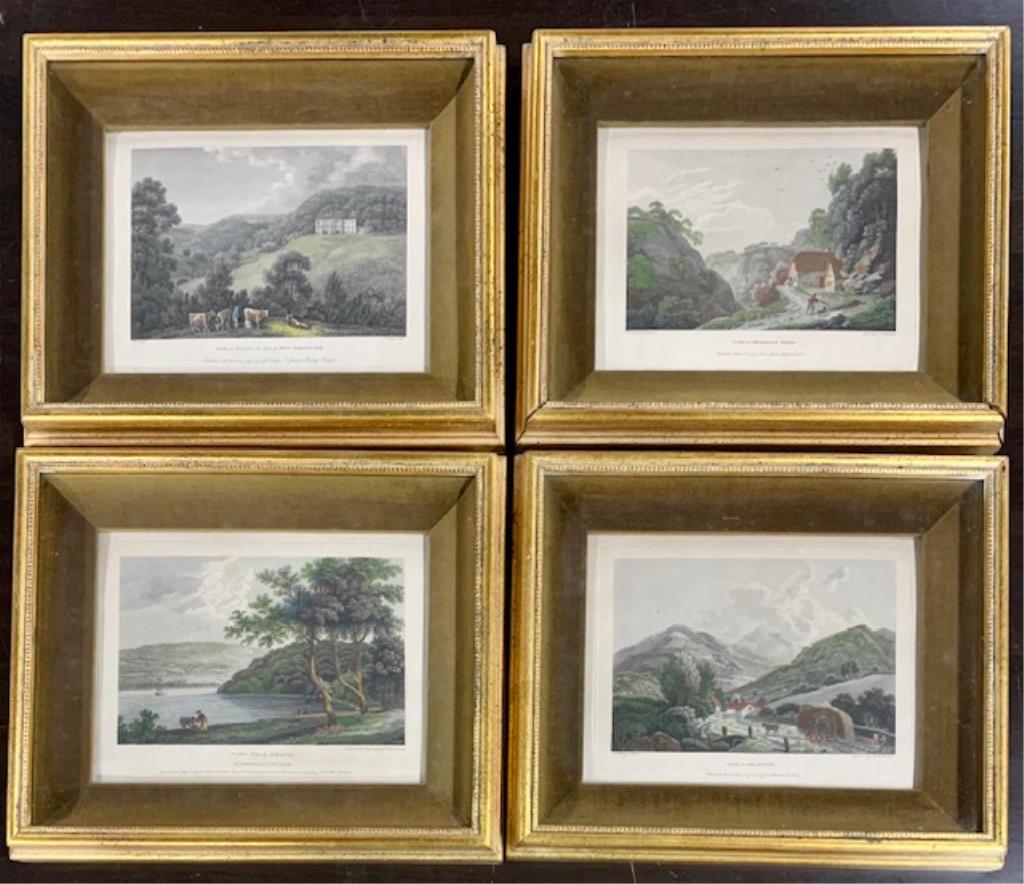 4 Framed English Estates Engravings by Watts (1 of 9)