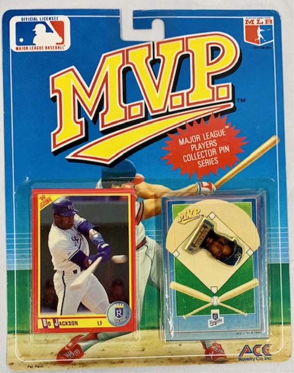 MVP Card 1990 Ace Novelty Co. Unopened: MVP Card 1990 Ace Novelty Co. Unopened. Bo Jackson Card and Collector Pin Official License Major League Baseball. Photo's are considered part of the description and condition.