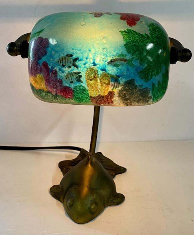 Small Reverse Painted Aquarium Lamp (1 of 9)