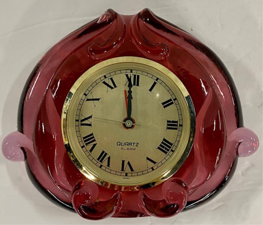 Small Fenton Cranberry Clock (1 of 7)