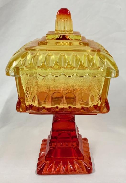 Vintage Amberina Glass Covered  Candy Dish (1 of 4)