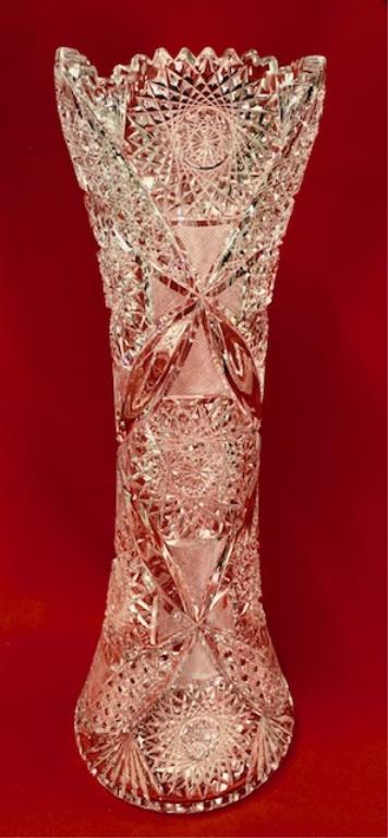 Tall Beautiful 24" Brilliant Cut Glass Vase (1 of 20)