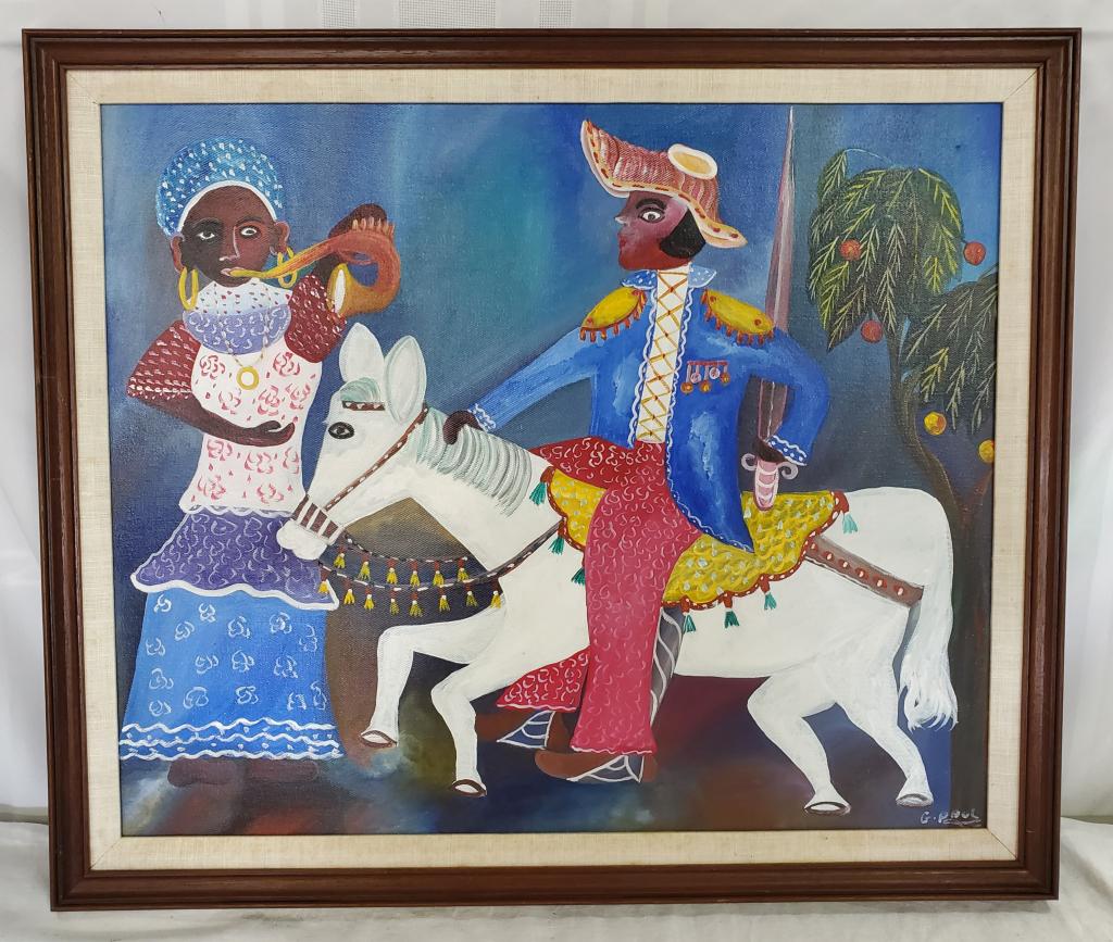 Haitian Art Signed G. Paul Oil on Canvas (1 of 8)
