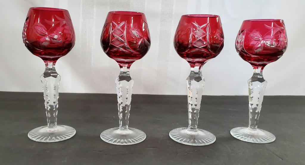 4 Cut to Clear Cranberry Cordial Stems (1 of 4)