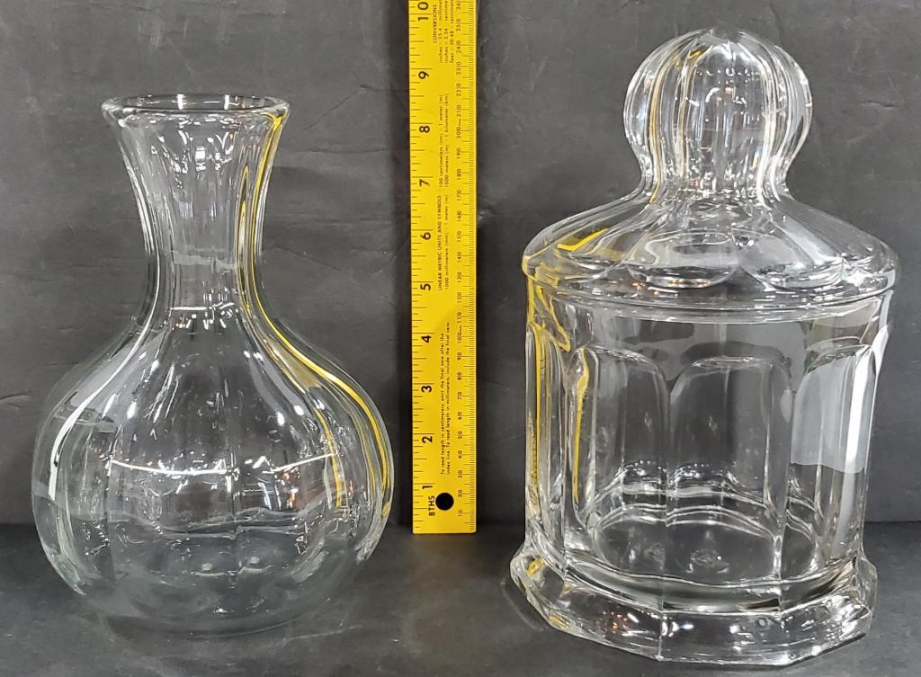 Heisey Biscuit  Jar and  Crystal Blown Vase (1 of 11)
