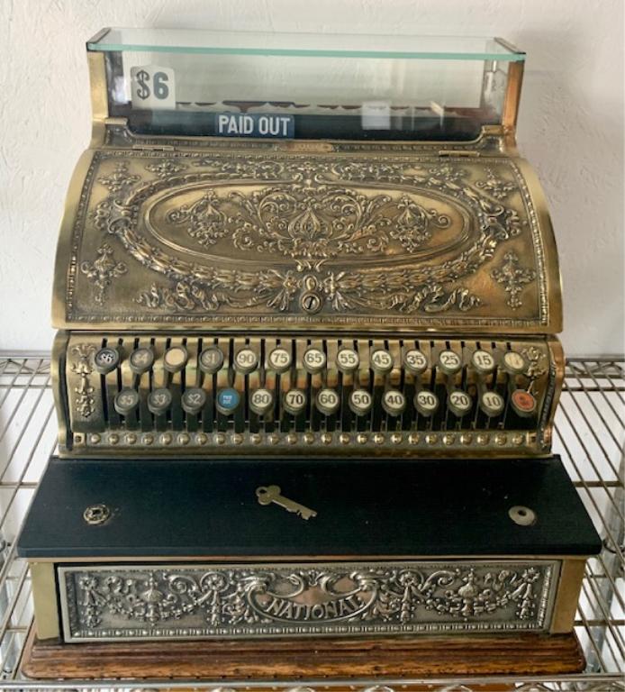 Beautiful Antique Brass National Cash Register (1 of 20)