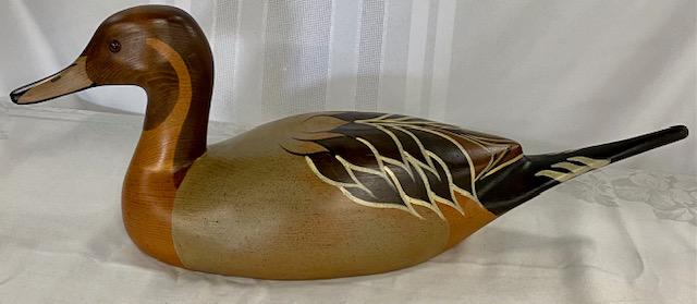 Signed Hand Painted Wood Duck Decoy. (1 of 7)