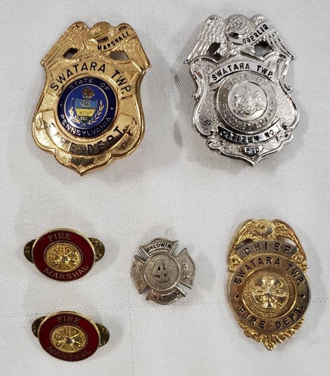 6 Assorted Fire Fighter Pins & Badges (1 of 5)