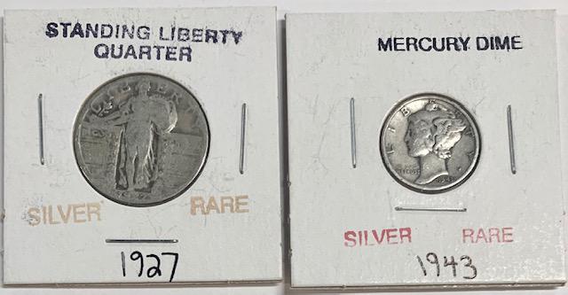 Silver Mercury Dime and Standing Liberty Quarter (1 of 7)