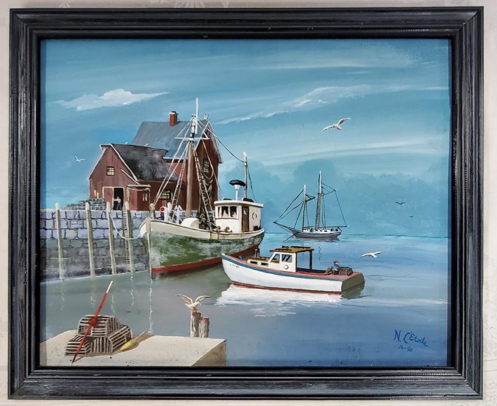 1990 Oil on Board- Nautical- signed N. L'Etoile (1 of 7)