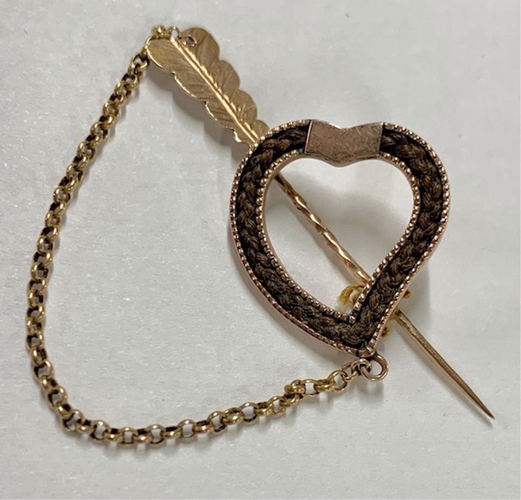 10k Mourning Jewelry-Heart Brooch Arrow Thru Heart (1 of 10)
