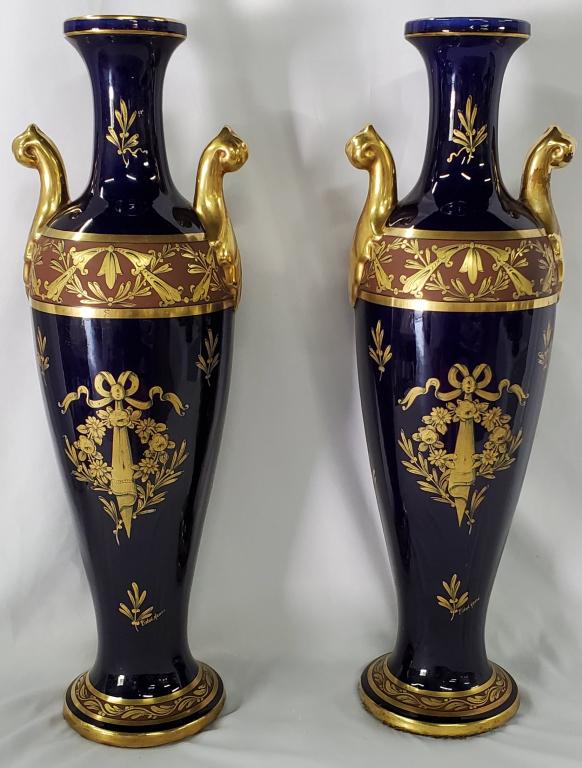 Pr. of 19" French Deco Pinon Heuze Signed Vases (1 of 10)