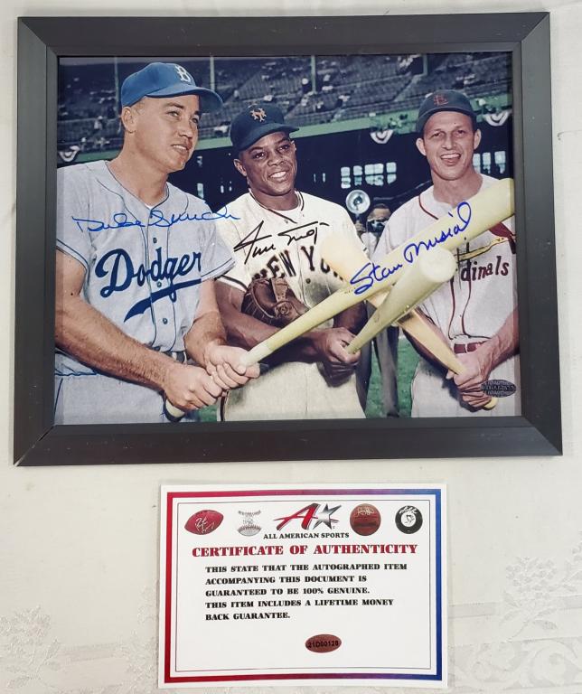 Musial/Snider/Mays Signed Photo w/ COA (1 of 6)