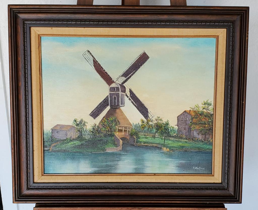 Vintage Signed Windmill Painting (1 of 7)