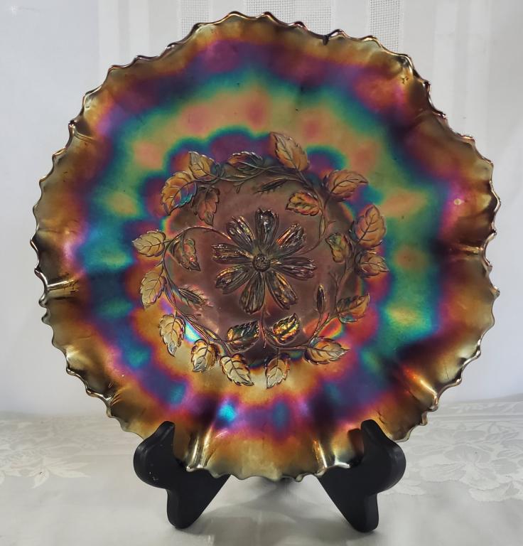 Amethyst Cosmos Variant Carnival Glass Bowl (1 of 5)