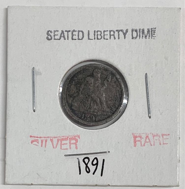 1891 Silver Seated Liberty Dime (1 of 3)