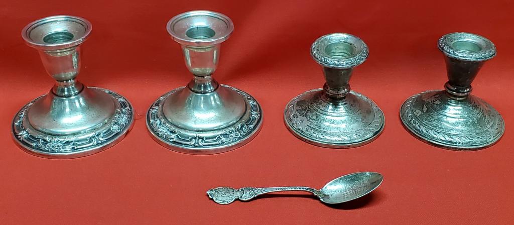 2 Sets of Sterling Candle Holders & Spoon (1 of 11)