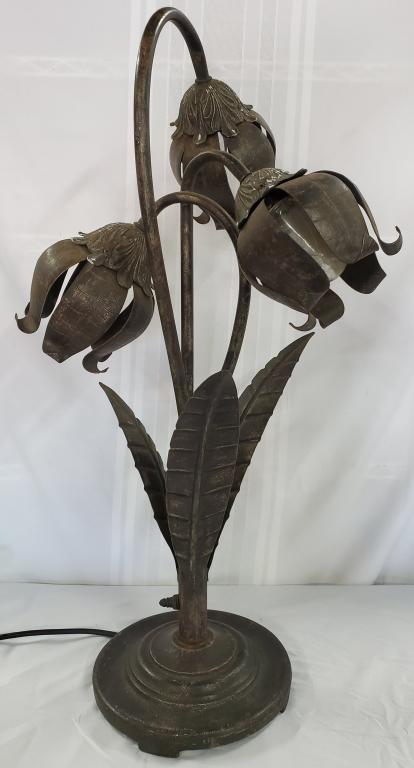 33 1/2" Tall Metal Floral Sculptural Table Lamp (1 of 12)