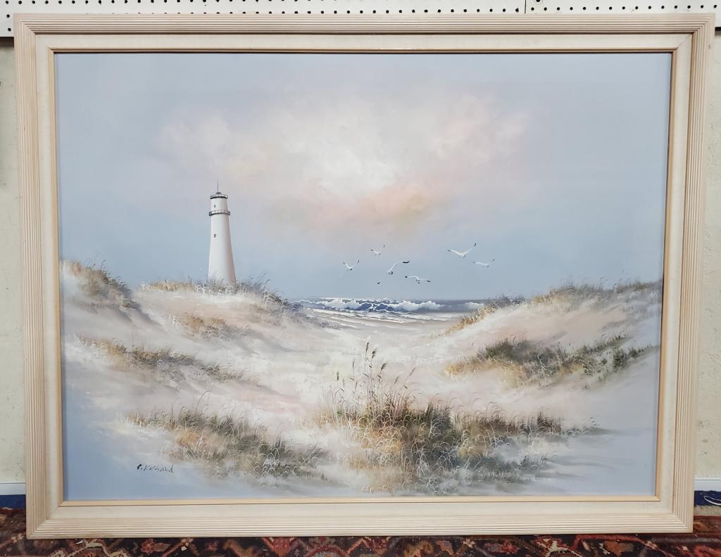 Large Signed Lighthouse Oil Painting (1 of 5)