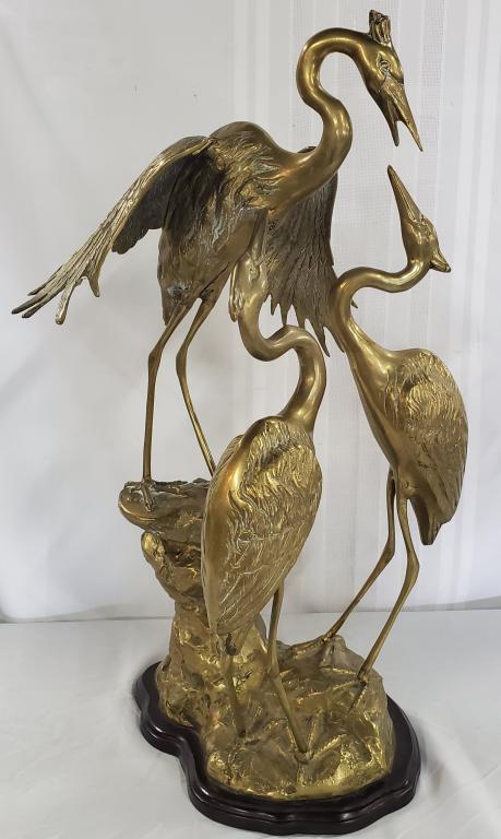 25" Triple Crane/Heron Bronze Statue (1 of 12)