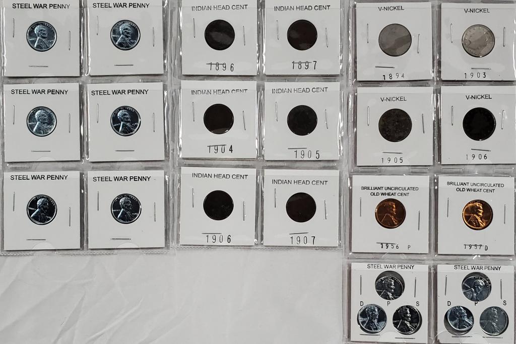 Collectible Steel War/Indian Head Cents/V-Nickels (1 of 12)