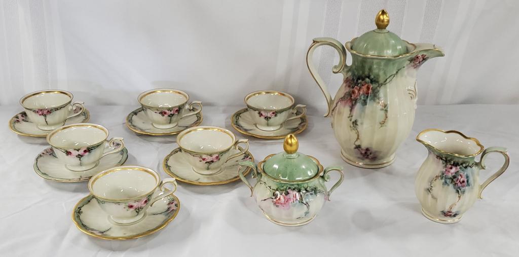 Beautiful Seltmann Weiden "Gertrud" Tea Set: Beautiful Seltmann Weiden "Gertrud" Tea Set Germany - USZ - Also Signed M.K. Maxson. Covered Tea Pot. 6 Cups. 6 Saucers. Covered Sugar. Creamer. Photo's are considered part of the description and cond