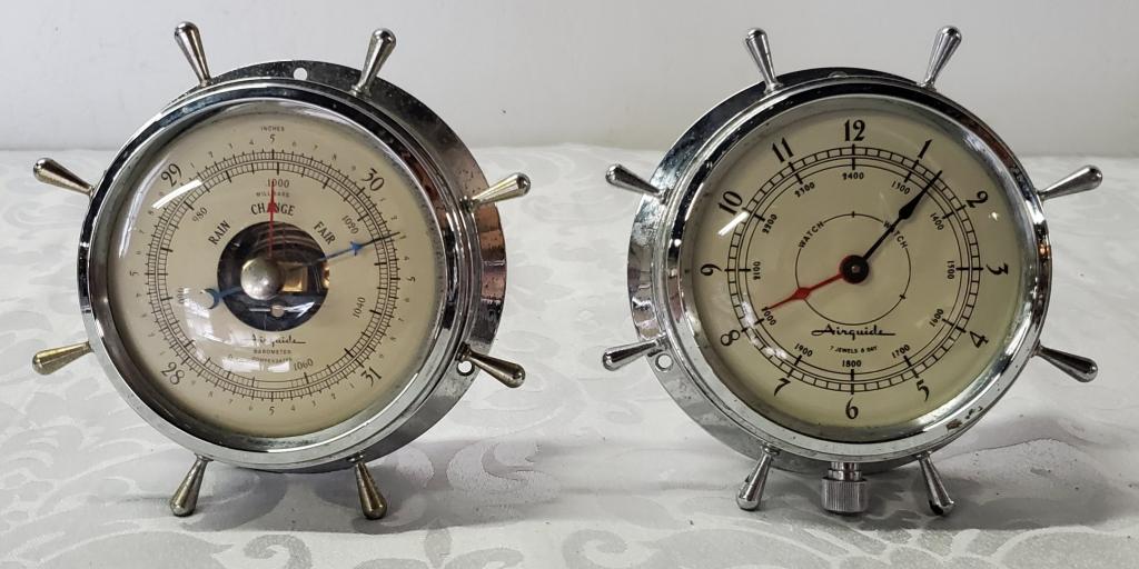Vintage Airguide Nautical Design Barometer & Clock (1 of 6)