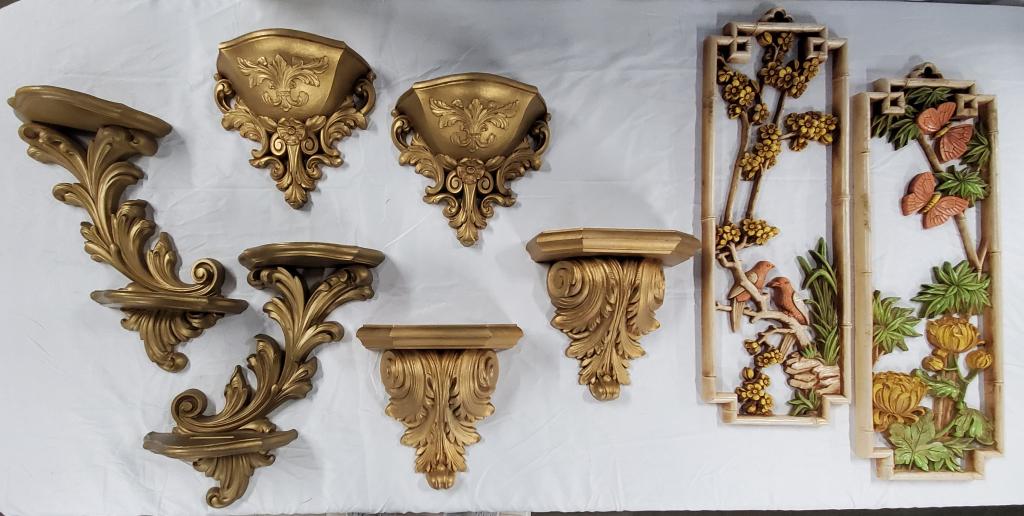 8 Pcs. Retro/Vintage Wall Panels and Wall Sconces (1 of 18)