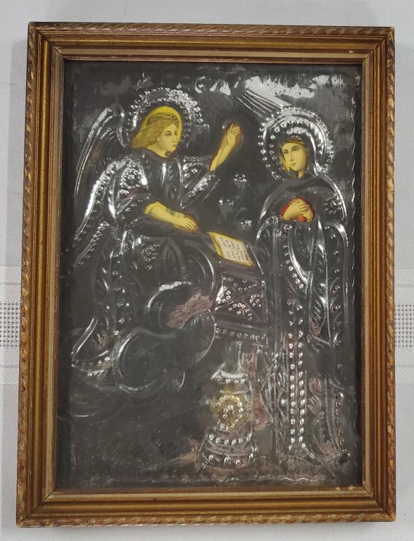 Vintage Framed Icon - Tin/Metal over Litho (1 of 5)