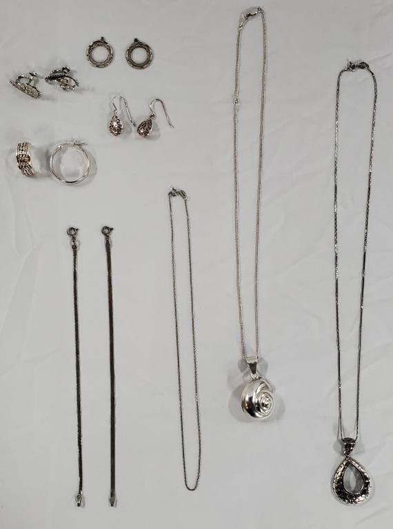 2 Sterling Necklaces-2 Bracelets-3 Sets Earrings (1 of 9)