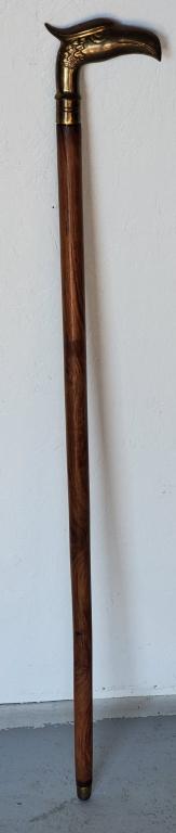 Brass Bird Handled Cane with Hidden Dagger (1 of 8)