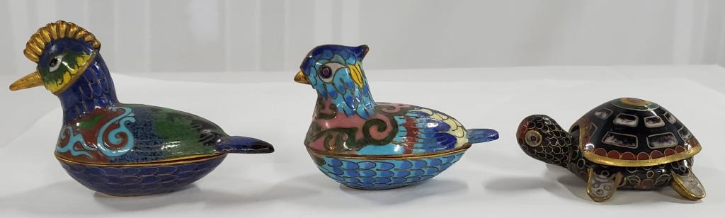 3 Small Animal Cloisonne Trinket Boxes (1 of 12)